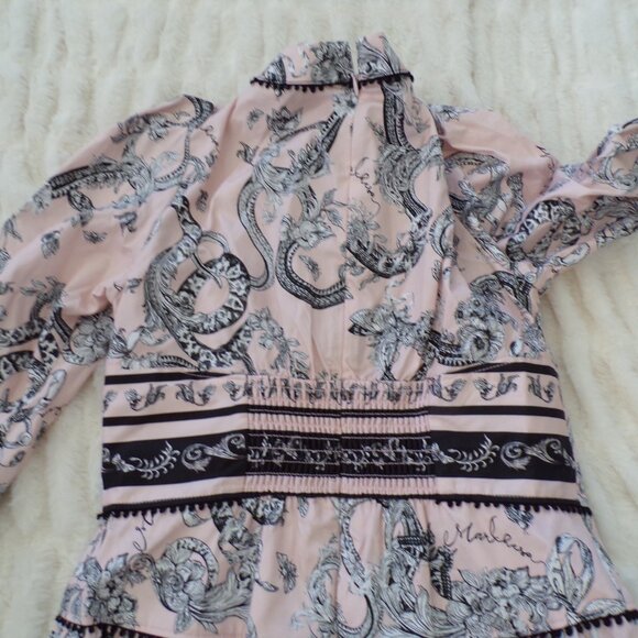 NWT Marchesa floral pink cotton midi dress 8 - Picture 10 of 13